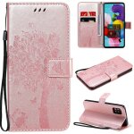 Saturcase coque pour samsung galaxy a51 5g, arbre a chat pu cuir magntique flip portefeuille support ...