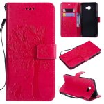 Saturcase coque pour samsung galaxy j4 core, arbre a chat pu cuir magntique flip portefeuille support ...