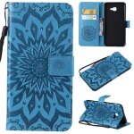 Saturcase coque pour samsung galaxy j4 core, fleur du soleil pu cuir magntique flip portefeuille support ...