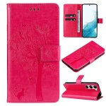 Saturcase coque pour samsung galaxy s23, arbre a chat pu cuir magn�tique flip portefeuille support porte ...