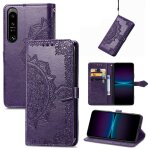 Saturcase coque pour sony xperia 1 iv 2022, mandala gaufrage pu cuir magn�tique flip portefeuille support ...
