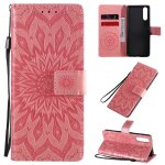 Saturcase coque pour sony xperia 10 ii 2020, fleur du soleil gaufrage pu cuir magn�tique flip portefeuille ...