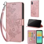 Saturcase coque pour sony xperia 10 v 2023, papillons pu cuir magn�tique flip portefeuille support porte ...