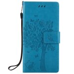 Saturcase coque pour sony xperia xz / xzs, arbre a chat pu cuir magntique flip portefeuille support ...