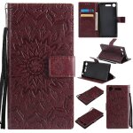 Saturcase coque pour sony xperia xz1, fleur du soleil gaufrage pu cuir magn�tique flip portefeuille support ...