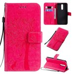 Saturcase coque pour xiaomi redmi 8, arbre a chat pu cuir magntique flip portefeuille support porte ...