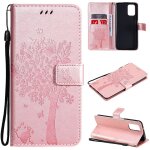 Saturcase coque pour xiaomi redmi note 10 4g, arbre a chat pu cuir magntique flip portefeuille support ...