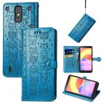 Saturcase coque pour zte blade a32, chien et chat mignon pu cuir magn�tique flip portefeuille support ...