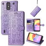 Saturcase coque pour zte blade a32, chien et chat mignon pu cuir magn�tique flip portefeuille support ...