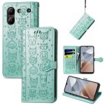Saturcase coque pour zte blade a54, chien et chat mignon pu cuir magn�tique flip portefeuille support ...