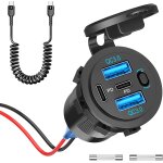 Senior - pr usb - c 12v 90w 4 ports voiture, double pd 36w & qc 18w pr de chargeur de voiture avec bouton ...