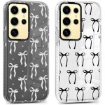 Sjzg - 2 x coque pour samsung galaxy s24 ultra 5g 6, 8 , transparente etui avec aesthetic motif noeud ...