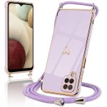 Sjzg - coque pour samsung galaxy a12 / m12 silicone avec collier avec motif coeur d'amour mignon etui ...