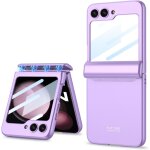 Sjzg - etui pour galaxy z flip 5 5g, film de protection int�gr�e pliante a charni�re tout compris, housse ...