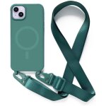 Sjzg - magn�tique coque avec collier compatible avec iphone 14 plus, tour de cou lani�re en corde pendentif ...