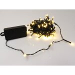 Smart light led - 10 m - 100 lamps white warm - green cable - modulator - batteries non incluses - batteries ...