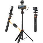 Smartphone and camera tripod 159 cm, extendable tripod for mobile phone, selfie stick with bluetooth ... Smartphone and camera tripod 159 cm, extendable tripod for mobile phone, selfie stick with bluetooth ...