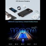 Smartphone etanche 12gb + 256gb batterie 10800mah ecran 6. 6 pouces android 13 noir yonis