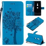 Sony xperia xz3 coque, saturcase arbre a chat gaufrage pu cuir magntique flip portefeuille support porte ...