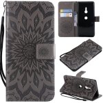 Sony xperia xz3 coque, saturcase fleur du soleil gaufrage pu cuir magntique flip portefeuille support ...