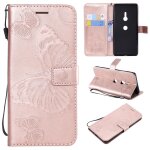 Sony xperia xz3 coque, saturcase papillon gaufrage pu cuir magntique flip portefeuille support porte ...