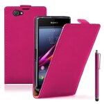 Sony xperia z1 compact d5503: housse coque etui cuir fine slim + stylet - rose