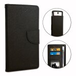 Sony xperia z1 compact etui housse folio noir faon cuir textur avec porte cartes et surpiqres apparentes ...