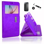 Sony xperia z5 super pack premuim etui fentres housse coque folio violet pu + mini stylet screen touch ...