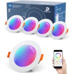 Spot led encastrable rgb connecte alexa, 230v smart spots led de plafond couleur blanc, 7w ip44 eclairage ...
