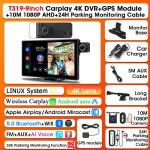 Srnubi - camra de tableau de bord avec navigation gps, 9  , 4k carplay, android auto, dvr, wifi, bluetooth, ...