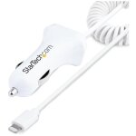 Startech. com chargeur voiture lightning avec c�ble spiral� - chargeur iphone 1m - double chargeur usb ...