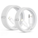 Subzonal - cable iphone charge rapide 1m + 2m lot de 2, apple certifi�s mfi cable chargeur iphone cable ...