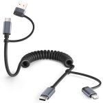 Subzonal - pour iphone 17 16 pro max 4 en 1 c�ble usb c spirale voiture 1m, cable multi usb chargement ...