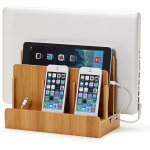 Support de charge, station de charge en bois chargeur de bureau rangement de multi appareils avec socle ...