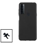 Support magn�tique de voiture renforc� + coque en silicone liquide pour oppo a15 - noir