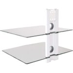 Support mural blanc avec 2 tablettes en verre pour console dvd bluray player tablette d'enceintes en ...