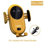 Support de t�l�phone portable pour voiture s11 qi 10w, avec chargeur sans fil rapide, capteur infrarouge ...