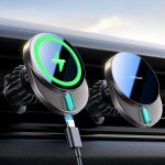 Support telephone voiture induction 15w charge rapide, chargeur magsafe voiture sans fil grille d'aration, ...