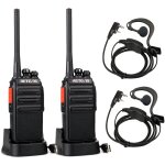 Talkie walkie professionnel 16 canaux avec oreillette et base de chargement noir