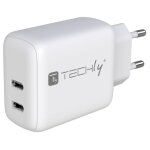 Techly ipw - usb - 2c35w chargeur d'appareils mobiles ordinateur portable, smartphone, tablette blanc ...