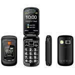 T�l�phone � clapet 2. 4 pouces double sim sos grosses touches noir yonis