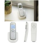 T�l�phone dect r�tro�clair� blanc grandes touches r�tro�clair�es avec identification de l�appelant