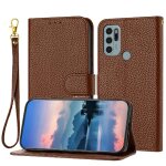 T�l�phone etui pour motorola moto g60s motif de liti�re l�ther pu flip folio titulaire de fentes pour ...