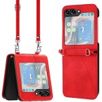 Tlphone etui pour samsung galaxy z flip 6 5g bicelle fente pour carte sac a main en cuir lanire dtachable ...