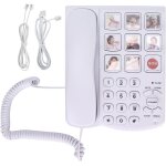 Tlphone filaire a gros bouton, tlphone fixe a mmoire photo avec numrotation abrge et haut - parleur ...