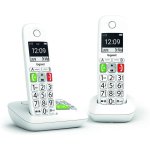 Tlphone fixe duo sans fil avec rpondeur avec grand cran rtroclair blanc