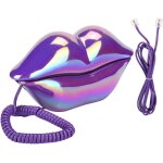 Tlphone fixe a la maison, ligne fixe crative pour bureau en forme de lvres violettes, tlphones ...