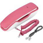 T�l�phone fixe rose, clear sound wall t�l�phone pause muet rappel filaire couleur rose - fixe avec mural ...