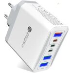 Tgrw - chargeur usb multiple 6 ports 55 w - charge rapide usb c qc 3. 0 quick charger - compatible avec ...