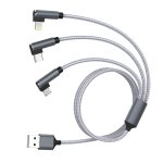Thef - cble de charge multi - chargeur 3 en 1 a 90 degrs en nylon tress avec connecteur iphoone / ...